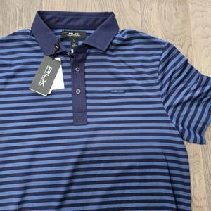 RLX Ralph Lauren Mens Tailored Fit Striped Polo Shirt Blue Bluejack Ranch L NWT